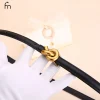 ceinture à nœud en cuir véritable pour femmes, ceinture à la mode avec boucle, robe et ceinture en jean