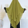 2 couches en mousseline de soie longue Khimar femmes musulmanes Hijab modeste prière Eid Hijabs foulard châle Long Djellaba Niqab vêtement de prière