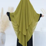 2 couches en mousseline de soie longue Khimar femmes musulmanes Hijab modeste prière Eid Hijabs foulard châle Long Djellaba Niqab vêtement de prière