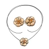 ingemark élégant grande fleur de rose collier ras du cou boucles d'oreilles pour femmes goth réglable corde chaîne mer ensemble de bijoux de mariée cadeau