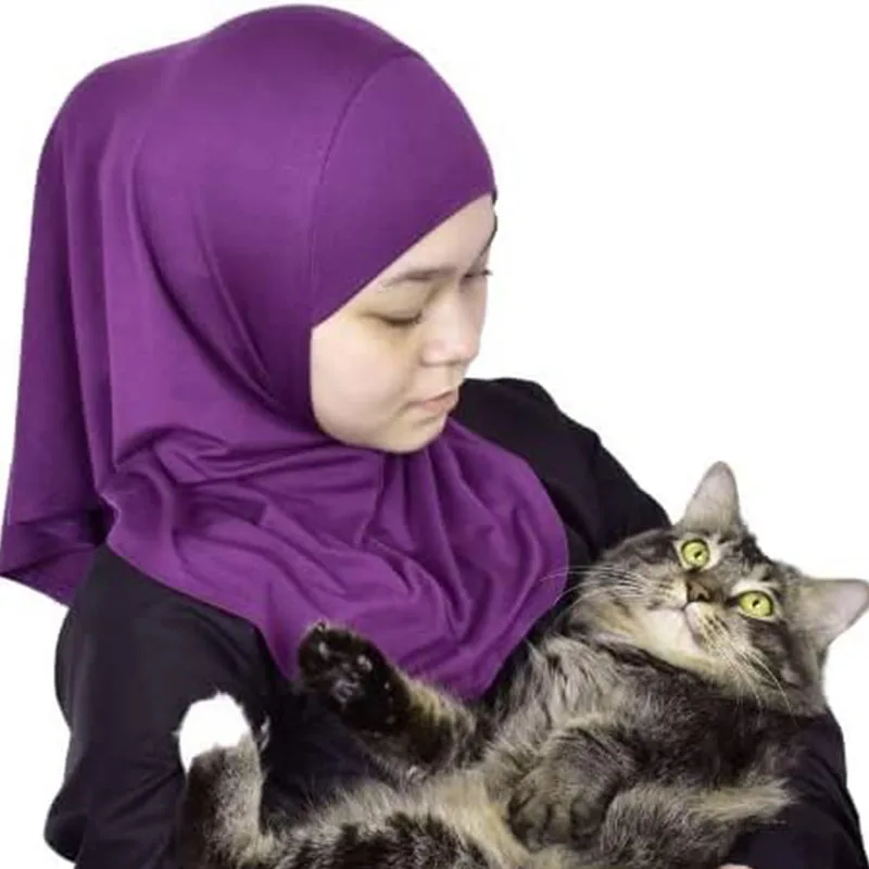 prêt à porter hijab filles enfant foulard écharpe instantanée musulman enfants écharpe chapeaux couleur unie pour (2 7 ans)