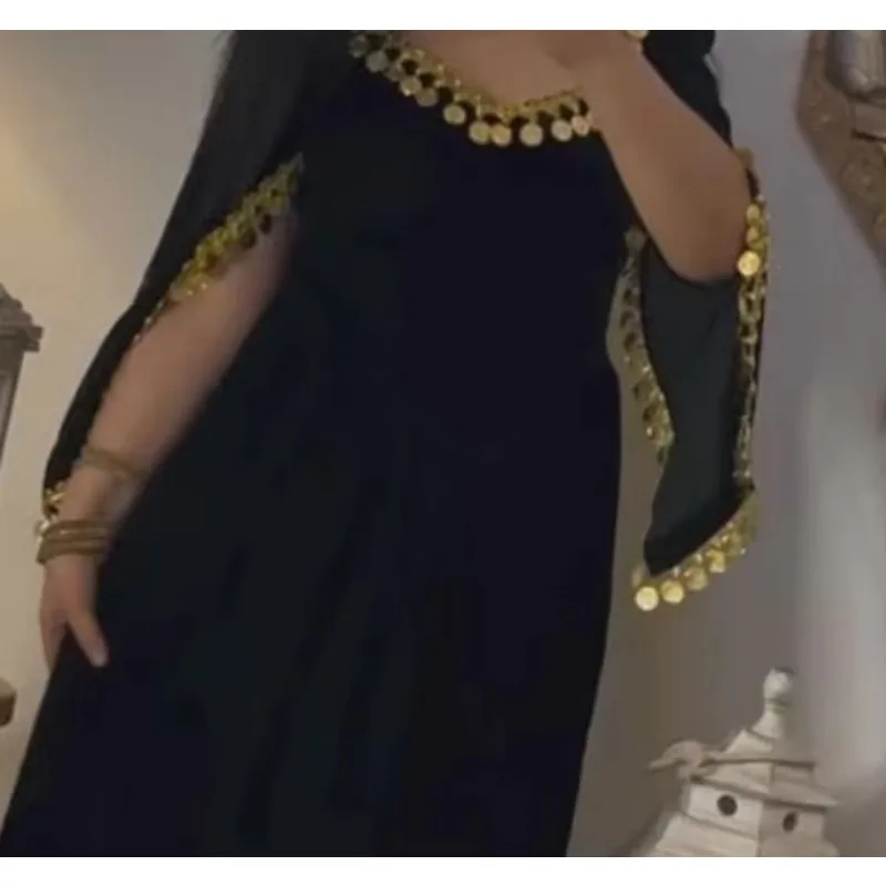 femmes abaya robe moyen orient sexy lâche or glands taille haute longue robe maxi