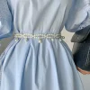 jowomen's large pearl waist elastic belt, diamond decoration, all match skirt, fashion casual fraîchement design girdle, gothic