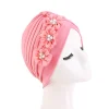 foulard floral brillant pour femme, bandeau plié, chapeaux indiens, couleur unie, chapeau ethnique de culte
