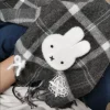 miffy noir écharpe à carreaux automne hiver chaud polyvalent mignon écharpe pour femmes fille mode coton étoles écharpe cadeaux de noël