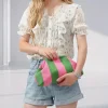 pochette de plage d'été pour femmes, sacs à main tissés au crochet, pochette à boulettes en tricot froncée, mignon nuage décontracté, sac colorblock