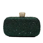 Nouvelles dames brillant luxe strass pochettes mariage/bal/anniversaire fête soirée sac à main élégant vert foncé Banquet sac à main
