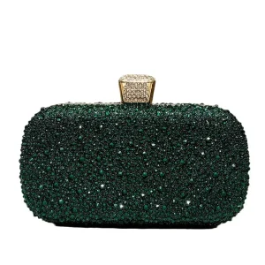 Nouvelles dames brillant luxe strass pochettes mariage/bal/anniversaire fête soirée sac à main élégant vert foncé Banquet sac à main