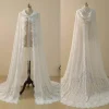 Robes de mariée sirène vintage avec capuche, voile de mariée, une couche, longue, casquette, fibre à lacets, rond, personnalisé