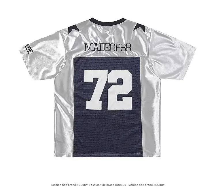 hommes jersey t shirt y2k vintage brodé Étoile patchwork sport t shirt homme hip hop harajuku décontracté séchage rapide urbain col en v haut