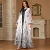 uni mode caftan abaya dubaï islam musulman broderie florale maille manches longues col en v soirée femme robe décontracté abayas