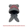chapeau tricoté en jacquard style fair isle pour filles, doublure polaire, imprimé oreilles d'ours, bonnet en tricot imprimé de style ethnique coréen pour filles