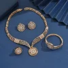 Ensemble de bijoux rétro à la mode pour femmes, ensemble de colliers dorés brillants, Design creux de haute qualité, colliers, Bracelets, bagues de mariée