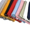 women hijabs muslim new casual solid color chiffon wave edge beaded long scarf muslim hui scarf america hot selling headscarf