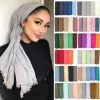 Hijab musulman pour femmes, écharpe froissée en coton doux, couleur unie, Bandana islamique Eid, Turban musulman Hijab musulman pour femmes, écharpe froissée en coton doux, couleur unie, Bandana islamique Eid, Turban musulman
