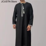Aman Abaya Jubba Thobe pour hommes caftan arabe saoudien hommes musulmans Robe pull à manches longues Rayer Robe Afghan mâle Islam vêtements