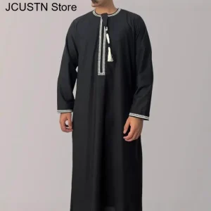 Aman Abaya Jubba Thobe pour hommes caftan arabe saoudien hommes musulmans Robe pull à manches longues Rayer Robe Afghan mâle Islam vêtements Aman Abaya Jubba Thobe pour hommes caftan arabe saoudien hommes musulmans Robe pull à manches longues Rayer Robe Afghan mâle Islam vêtements