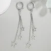 boucles d'oreilles pendantes trois étoiles pour femmes, élégantes et populaires, bijoux de fête, belle longue pampille, cadeau