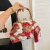 pochette de soirée de luxe pour femmes, pochette de mariée, sac à main avec chaîne, sacs à bandoulière, petit sac à main de fête, poignée en rotin, fourre tout