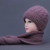 ensemble écharpe et chapeau tricoté chaud pour femmes d'âge moyen et âgées, collection de capsules d'hiver confortables et respirantes à la mode