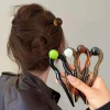 bâtonnets à cheveux en forme de u avec perles colorées, épingle à cheveux, fourchette, chignon, doux, tendance, pince à cheveux en acrylique pour femmes et filles, accessoires pour cheveux