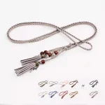 Ceinture en corde bohème décorative pour femmes, chaîne de taille tissée, ceinture de cravate avec nœud en corde