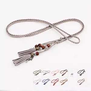 Ceinture en corde bohème décorative pour femmes, chaîne de taille tissée, ceinture de cravate avec nœud en corde