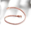 bijoux en argent 925 or rose, bracelet de tennis 16 18cm, zircone 2mm, cadeau d'anniversaire, bracelet en argent sterling véritable