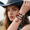bracelets de cowgirl occidentale pour femmes et filles, bracelets extensibles empilables en perles, chapeau de cowgirl, breloques de bottes, bijoux bohème, cadeaux