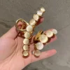 Épingles à cheveux en perles métalliques pour femmes, élégantes, en pierre opale, griffe géométrique creuse, barrette vintage, accessoires pour cheveux