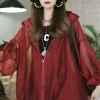 veste d'été à capuche avec cordon de serrage pour femmes, protection solaire, nouvelle mode décontractée, couleur unie, fine et respirante, manteau de protection solaire ample