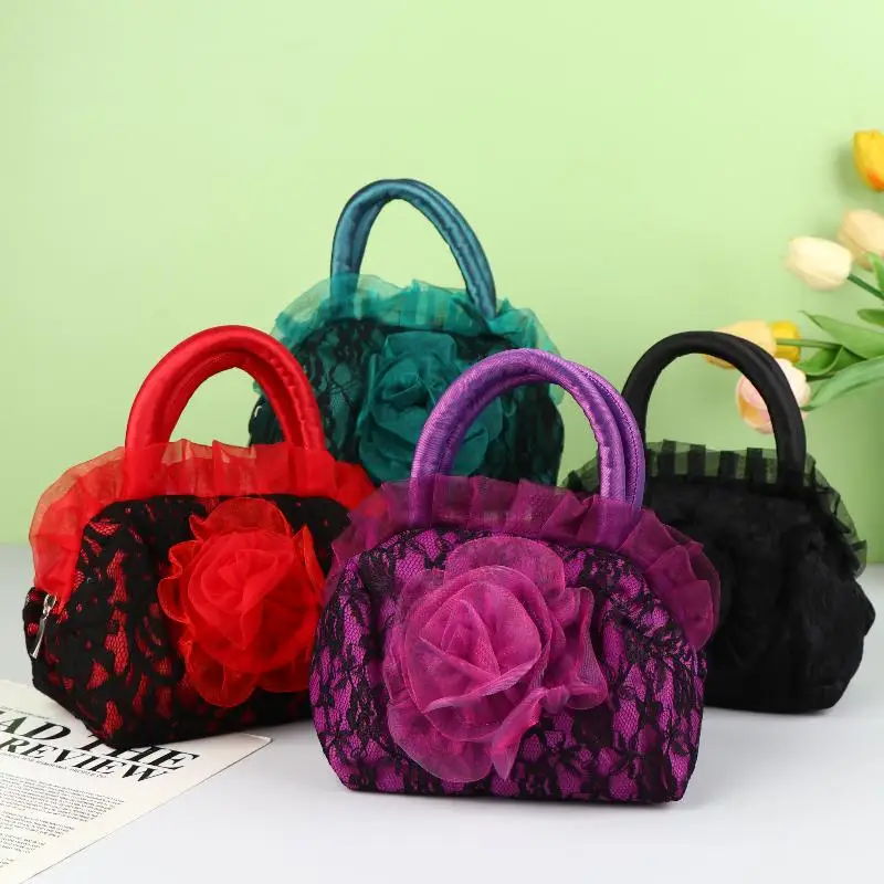 Pochette de soirée Vintage brodée florale pour femmes, sac à main élégant à motif de Rose, cadeau de vacances, fourre-tout cosmétique