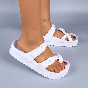 sandales plates chaussures de créateur sandales d&rsquo;été pour femmes chaussures pour femmes élégantes pantoufles diapositives semelle épaisse ampoules réglables eva plage