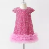 Robes de soirée à paillettes pour filles, robe de princesse à paillettes, jupes Tutu en maille pour enfants, robe de bal de Banquet, de concours d&rsquo;anniversaire
