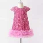 Robes de soirée à paillettes pour filles, robe de princesse à paillettes, jupes Tutu en maille pour enfants, robe de bal de Banquet, de concours d&rsquo;anniversaire