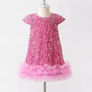 Robes de soirée à paillettes pour filles, robe de princesse à paillettes, jupes Tutu en maille pour enfants, robe de bal de Banquet, de concours d&rsquo;anniversaire
