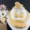 collier plaqué or, boucles d'oreilles, bracelet, bague, ensemble de bijoux pour femmes, coffret cadeau élégant pour fête de mariage, bijoutier, article de vente en liquidation