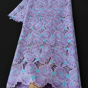 Dentelle soyeuse perforée originale corée dentelle Guipure brodée 2025 dubaï célébrités tissu cordon africain tissu couture Abaya