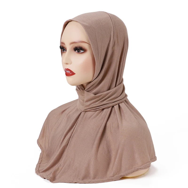 bonnet hijab en coton pour femme musulmane, jersey élastique doux, prêt à l'emploi, couleur unie, bonnets intérieurs instantanés, bandeau pour dames, taille libre