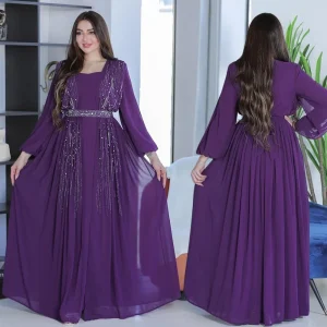 En 2025, Abayas pour femmes musulmanes à Dubaï. Abayas arabe, robes de soirée à la mode avec strass et ceinture, robes longues.