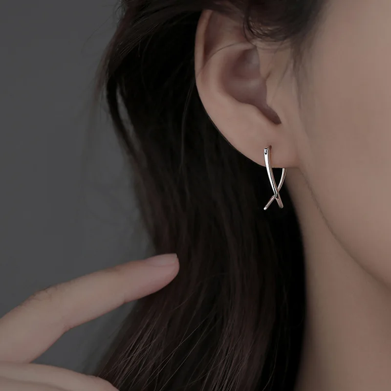 Bijoux à la mode simplement boucles d'oreilles géométrie Unique boucles d'oreilles pour femmes cadeau boucles d'oreilles bijoux de mode coréen couleur argent boucles d'oreilles