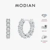 MODIAN 925 en argent Sterling à la mode de luxe géométrique VVS1 clarté Moissanite boucles d&rsquo;oreilles pour les femmes bijoux fins