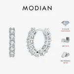 MODIAN 925 en argent Sterling à la mode de luxe géométrique VVS1 clarté Moissanite boucles d&rsquo;oreilles pour les femmes bijoux fins