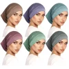Capuchon intérieur cylindre monochrome Modal 53 couleurs, bonnet de Base de cou arabe en coton de soie à haute élasticité, vêtements islamiques, bonnet sous-shampooing Hijab