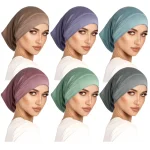 Capuchon intérieur cylindre monochrome Modal 53 couleurs, bonnet de Base de cou arabe en coton de soie à haute élasticité, vêtements islamiques, bonnet sous-shampooing Hijab