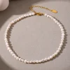 collier de perles d'eau douce naturelles pour femmes, pendentif de luxe en acier inoxydable plaqué or 18 carats, bijoux à breloques pour dames