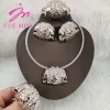 ensembles de bijoux couleur or pour femmes, boucles d'oreilles, collier, dubaï, nigeria, bracelet en cuivre, bagues, cadeaux de fête de mariage, usage quotidien