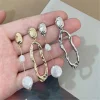 boucles d'oreilles asymétriques élégantes, perles d'eau douce métalliques, longues et exagérées, bijoux de fête pour dames et filles, cadeaux, nouvelle collection