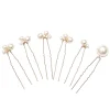Épingle à cheveux en alliage doré en forme de u pour femme, pince à cheveux de mariée, perle de mariage, pièce de sauna de fiançailles, bijoux rétro, accessoires de beauté, 6 pièces