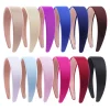Bandeaux en Satin 1,5 pouces, bandeau uni, bandeau de cheveux antidérapant, larges bandeaux colorés pour femmes et filles